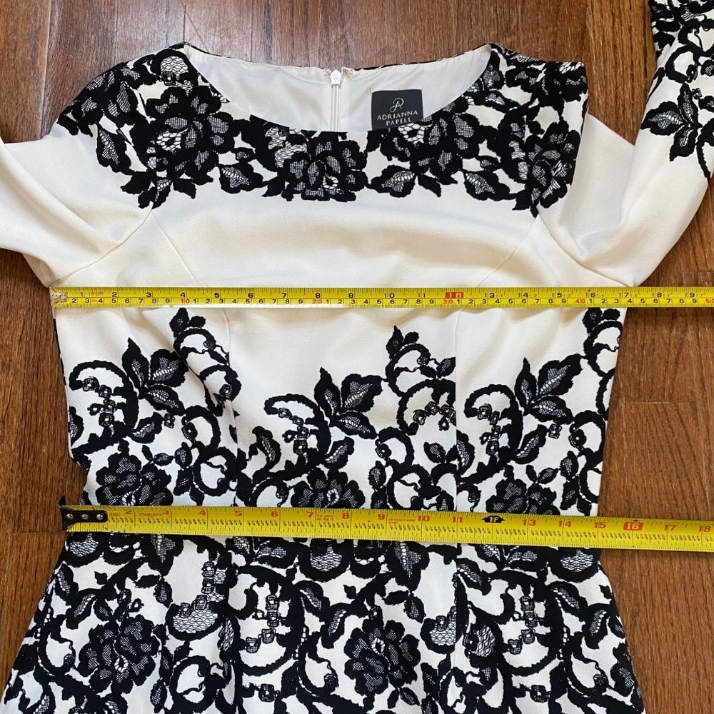 Adrianna Papell Womens Dress Size 8 Floral Lace 3/4 Sleeve Sheath Cocktail Party - Picture 10 of 12